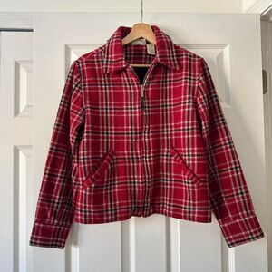 Fashion Bug Women's Red and Burgundy Wool Jacket Small